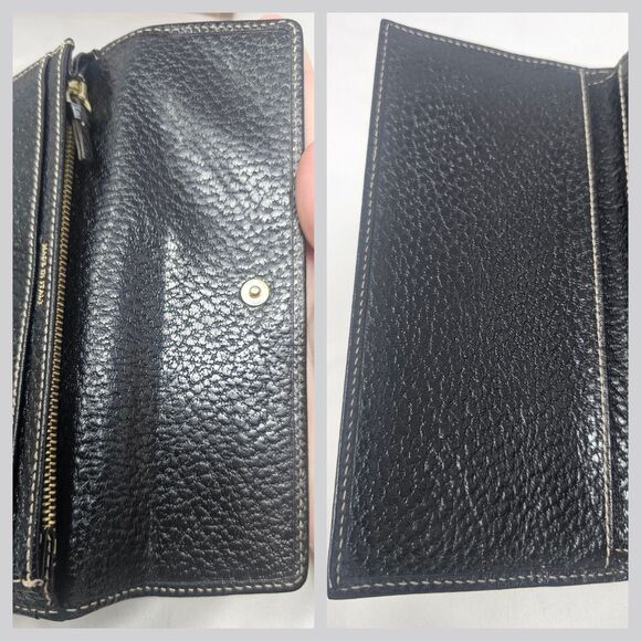 Kate Spade Wallet Womens Black Pebble Trifold Leather Wallet Made Italy 7.25"x4" - Picture 13 of 14